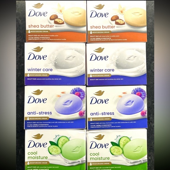 Dove Soap Variety Bundle: COOL MOISTURE, ANTI-STRESS, SHEA BUTTER, WINTER CARE - Picture 1 of 1